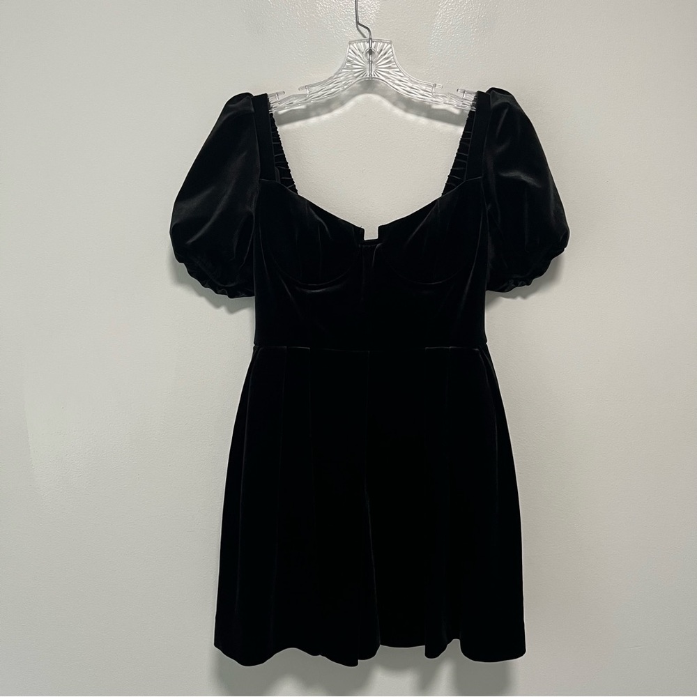 Self Portrait Black Velvet Sweetheart Mini Dress 4 Coquette Party Cocktail